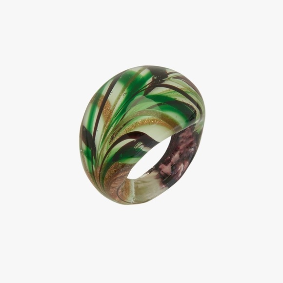 NWOT . Zara Limited Edition Green Round Glass Ring. Size S(12). - Picture 1 of 6